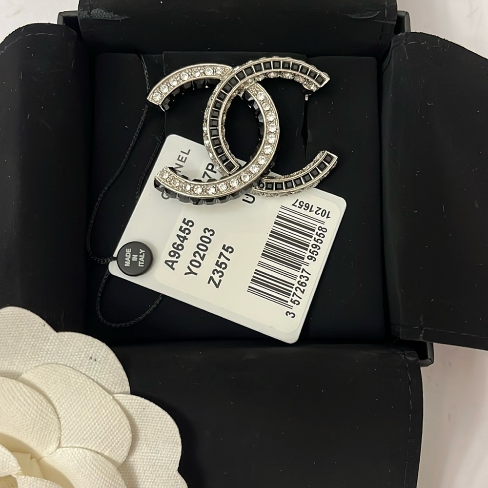 Baguette Black & Crystal CC Brooch